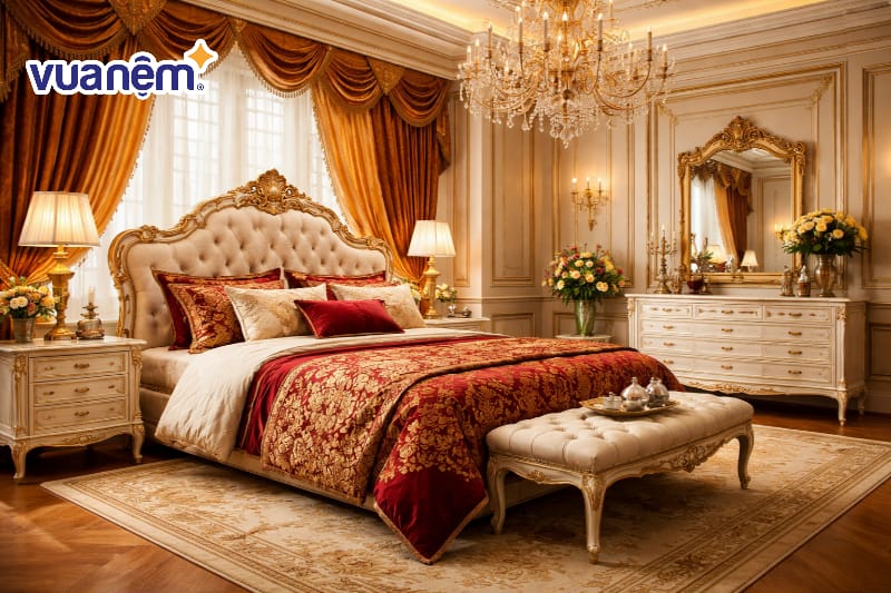  Sử dụng tông màu vàng kim, kem trắng hoặc đỏ đô