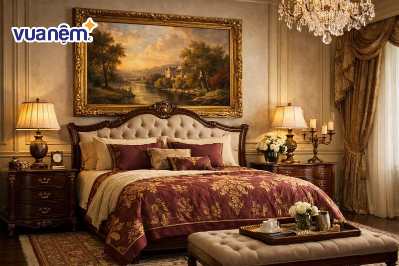 Tranh sơn dầu khung gỗ mạ vàng trang trọng