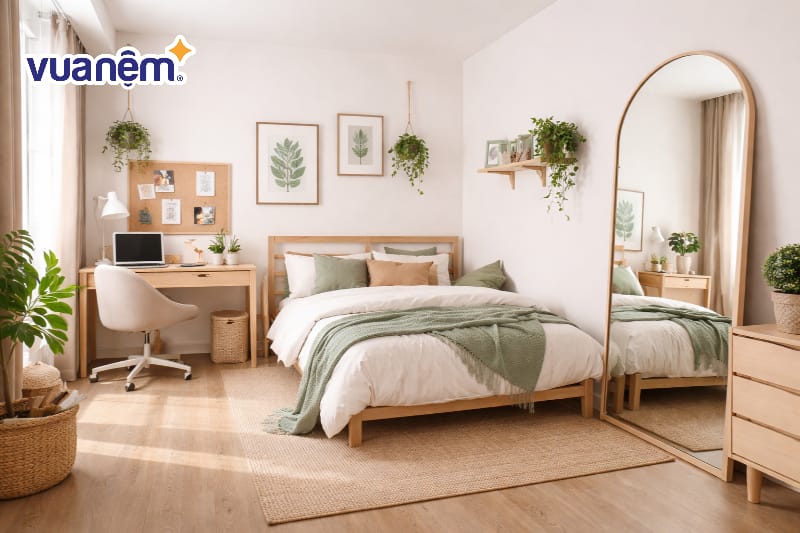 Sử dụng gương đứng tạo cảm giác rộng rãi