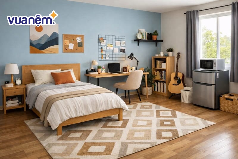 Trải thảm sàn họa tiết đơn giản