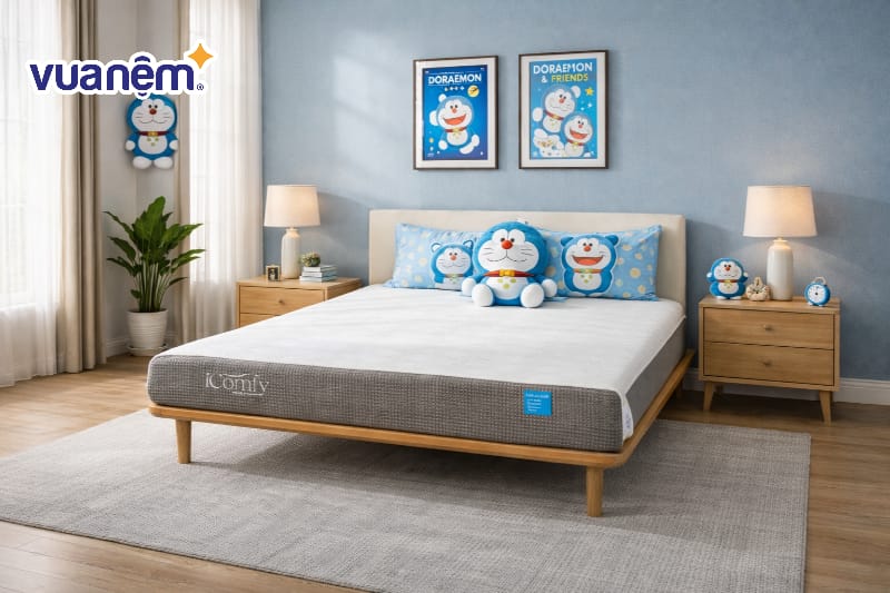 Sử dụng giấy dán tường hoặc sơn tường tông xanh trắng