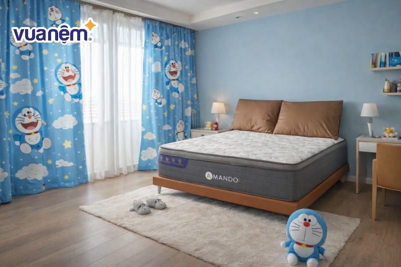 Sử dụng rèm cửa họa tiết xanh dương