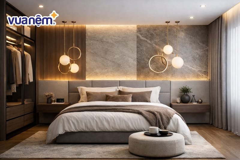 Sử dụng đèn LED âm trần và đèn thả trần nghệ thuật