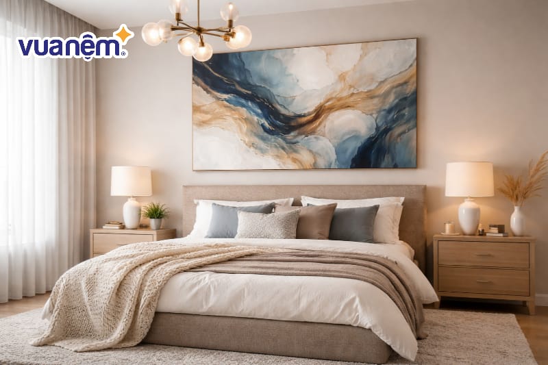 Sử dụng tranh treo tường khổ lớn phong cách trừu tượng