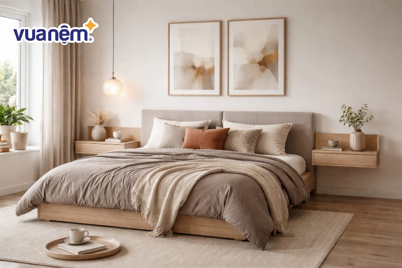 Lựa chọn tab đầu giường tối giản hoặc kệ treo tường