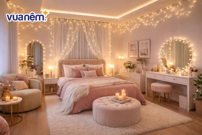 Decor phòng ngủ với đèn LED và dây đèn Fairy Light