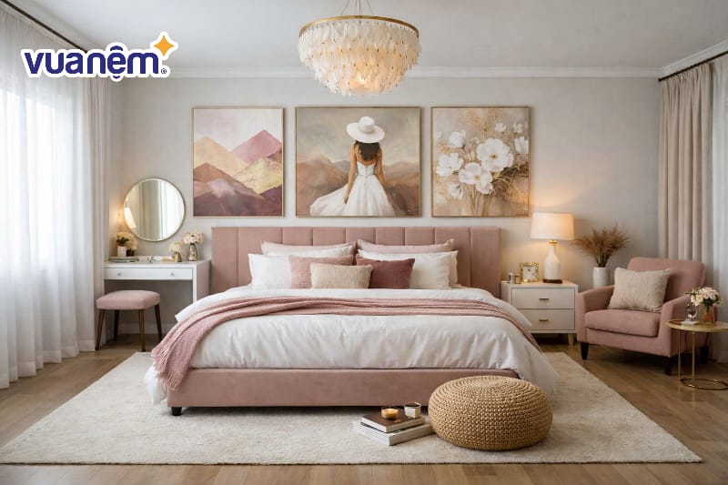 Decor phòng ngủ với tranh treo tường nghệ thuật