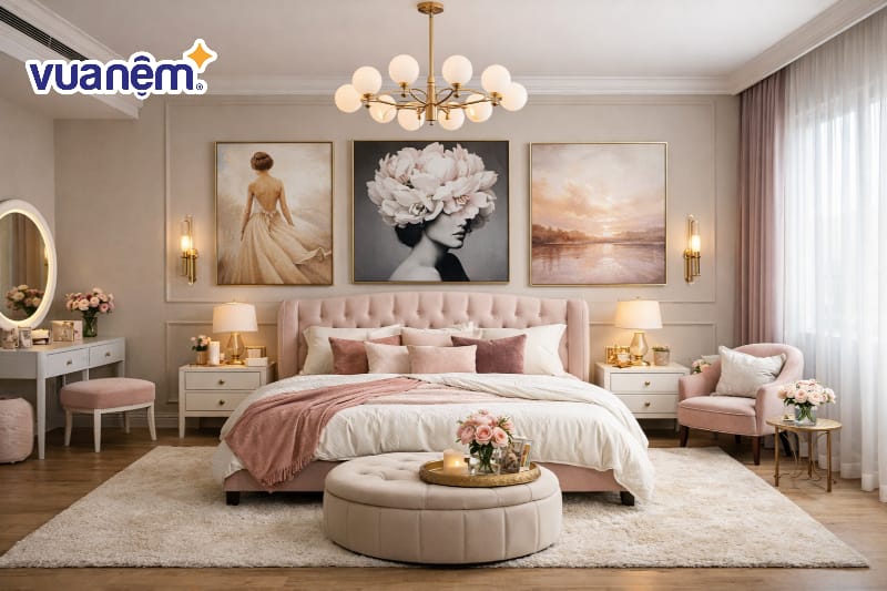 Decor phòng ngủ với tranh treo tường nghệ thuật