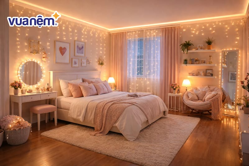 Decor phòng ngủ với đèn LED và dây đèn Fairy Light