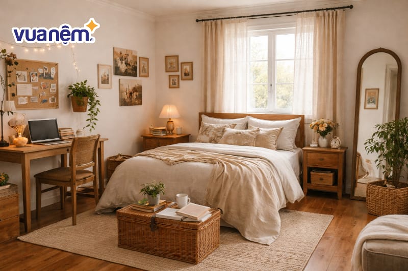 Sử dụng rèm cửa bằng ren hoặc vải thô mộc