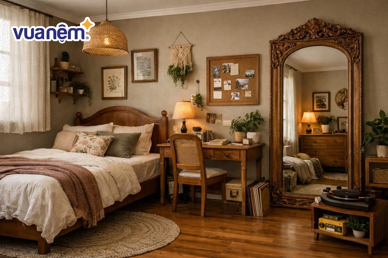 Sử dụng gương soi khung gỗ chạm trổ hoa văn