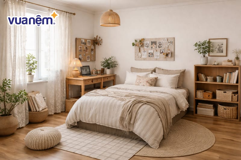 Sử dụng rèm cửa bằng ren hoặc vải thô mộc