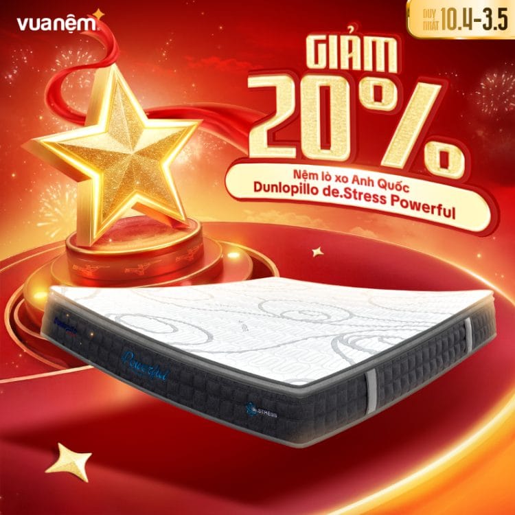 Nệm lò xo Anh Quốc Dunlopillo de.Stress Powerful