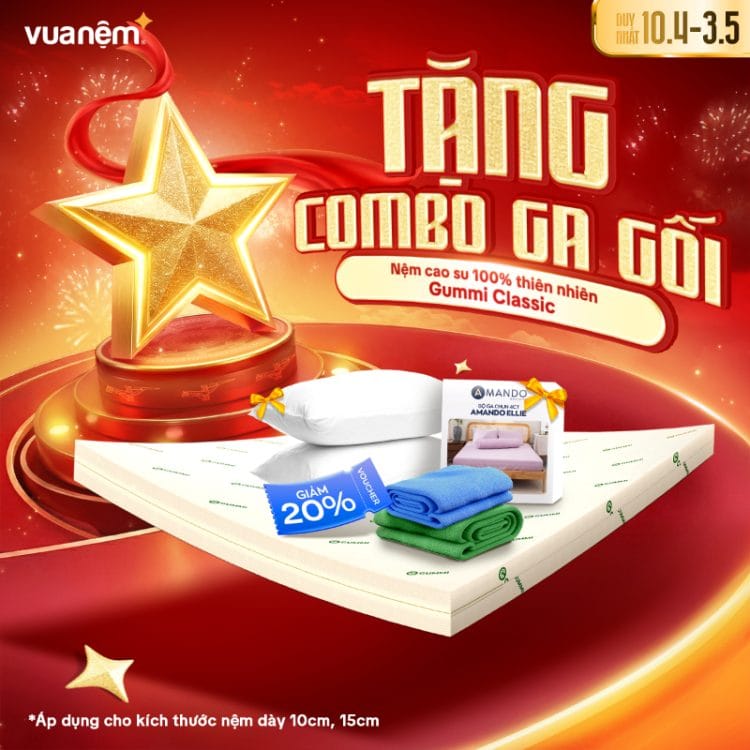 Nệm cao su 100% thiên nhiên Gummi Classic