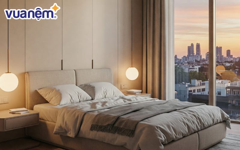 Tránh đặt giường sát phòng bếp hoặc để đầu giường hướng về phía bếp