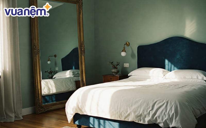 Không đặt gương chiếu thẳng hoặc đối diện giường ngủ