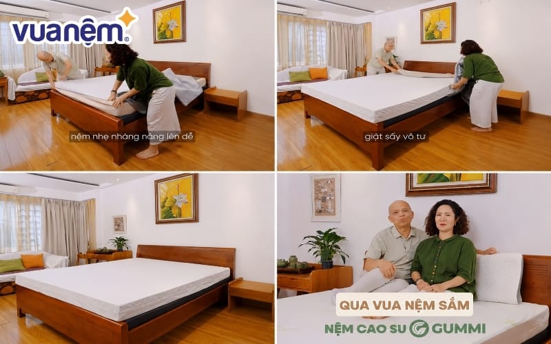 Nệm cao su Gummi Hybrid kháng khuẩn với trà xanh và than hoạt tính