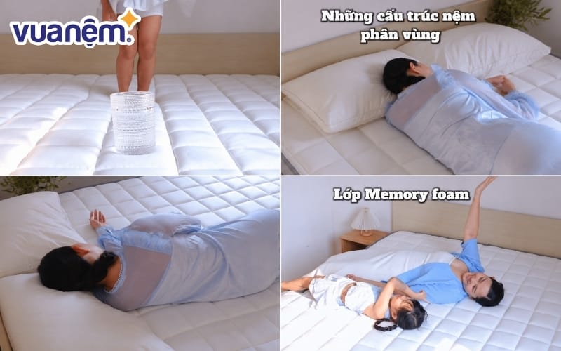 Mẹ và bé nằm thư giãn trên nệm Amando Elite Flip êm ái