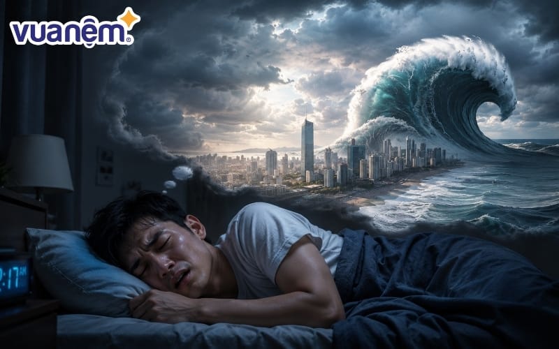 Mơ thấy sóng thần phản ánh cảm xúc dồn nén và áp lực quá lớn