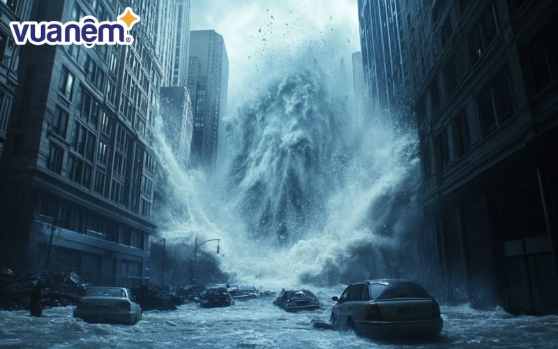 Mơ thấy sóng thần ập vào bờ phản ánh áp lực xâm nhập vào vùng an toàn