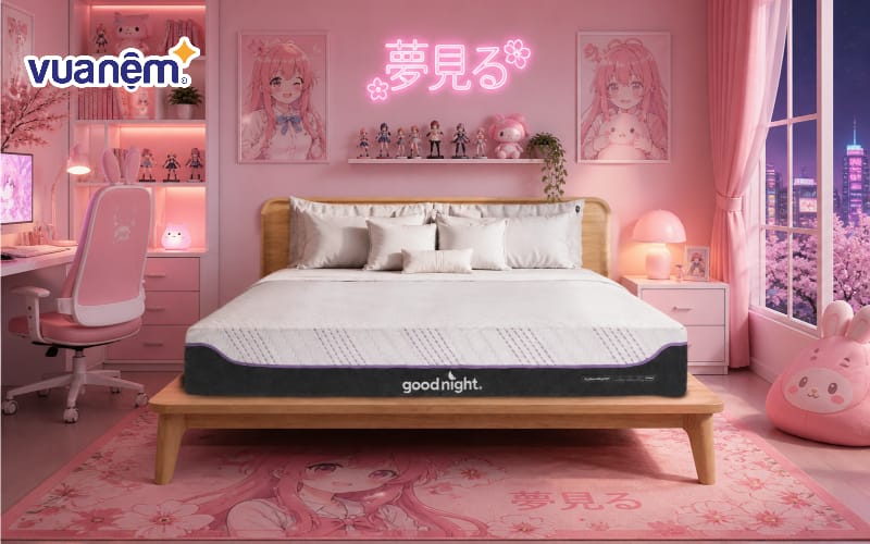 Phòng ngủ màu hồng chủ đề Anime