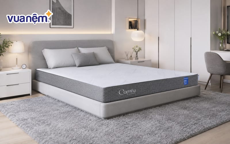 Sử dụng thảm trải sàn lông dài màu xám nhạt