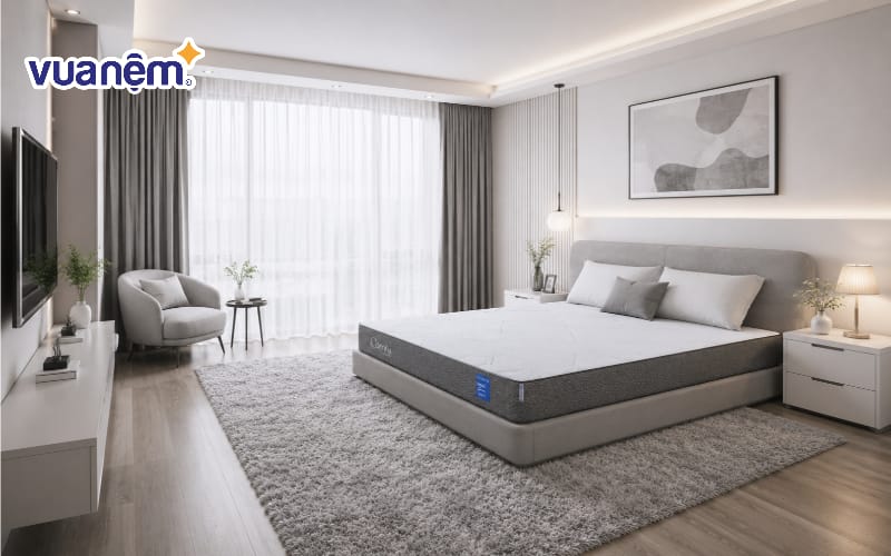 Sử dụng rèm cửa hai lớp trắng và xám