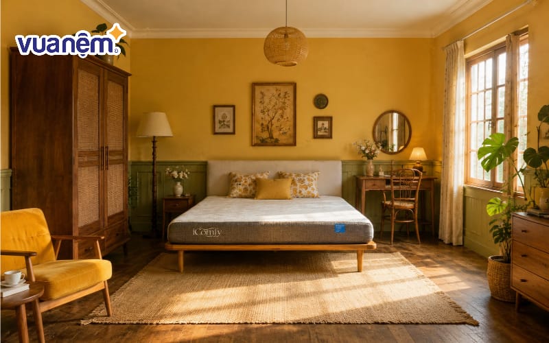 Phong cách Vintage với vàng nghệ và gỗ