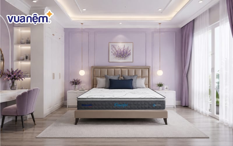 Phối hợp tím pastel và trắng tinh khôi