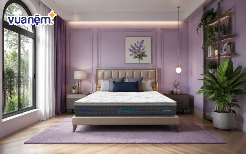 Kết hợp không gian xanh vào phòng tím pastel