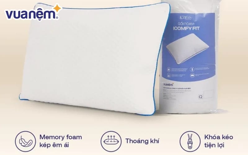 Gối foam iComfy Fit cấu trúc foam kép linh hoạt