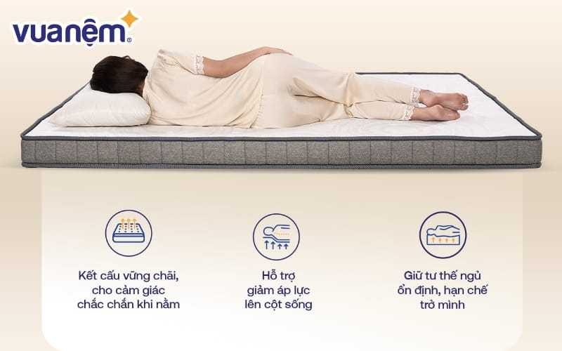 Nệm iComfy Basic 2.0 border xám 3 inch chắc chắn