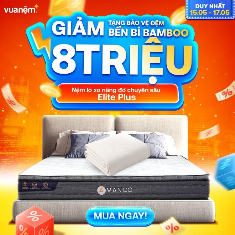 Nệm lò xo nâng đỡ chuyên sâu Amando Elite Plus