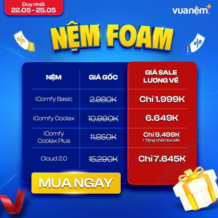 Ưu đãi cho nệm foam