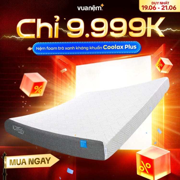 Nệm foam trà xanh kháng khuẩn iComfy Coolax Plus