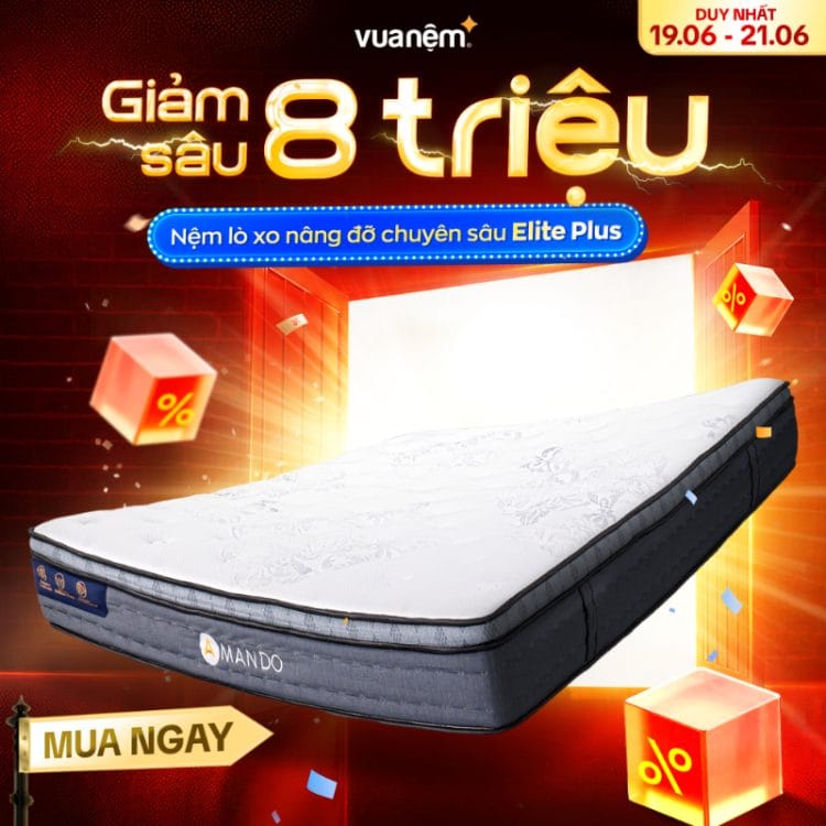Nệm lò xo nâng đỡ chuyên sâu Amando Elite Plus