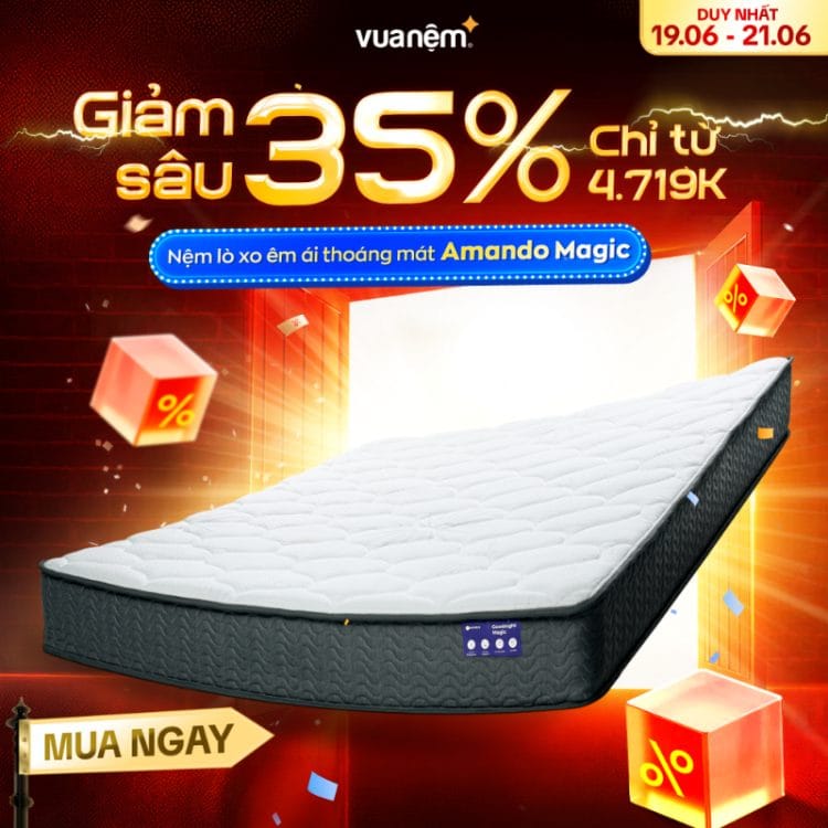 Nệm lò xo êm ái thoáng mát Amando Goodnight Magic