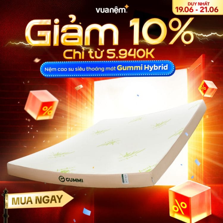 Nệm cao su siêu thoáng mát Gummi Hybrid