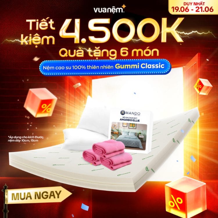 Nệm cao su 100% thiên nhiên Gummi Classic