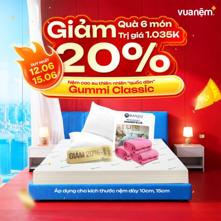 Nệm cao su thiên nhiên “quốc dân” Gummi Classic