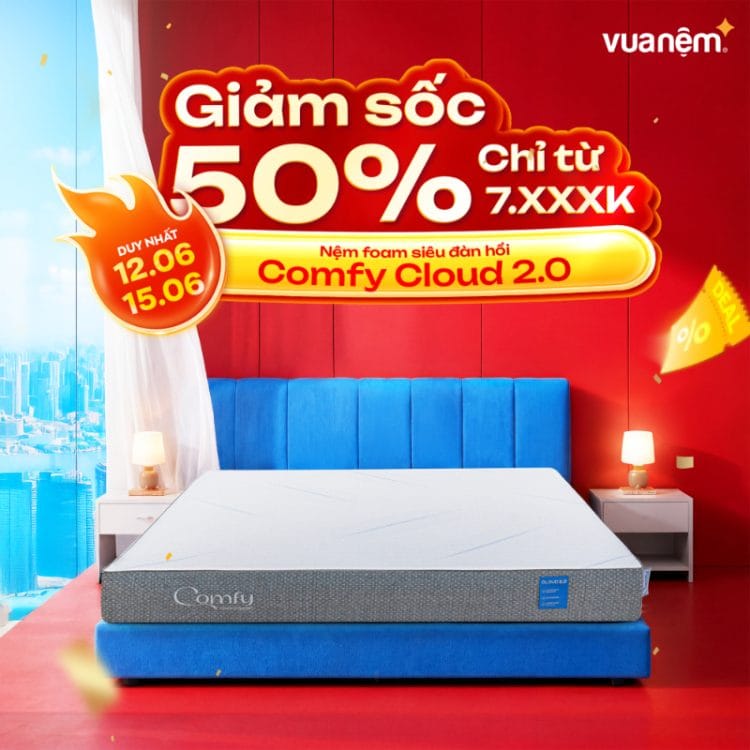 Nệm foam siêu đàn hồi Comfy Cloud 2.0