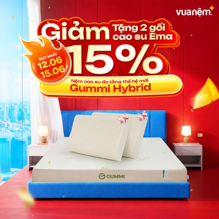 Nệm cao su đa tầng thế hệ mới Gummi Hybrid