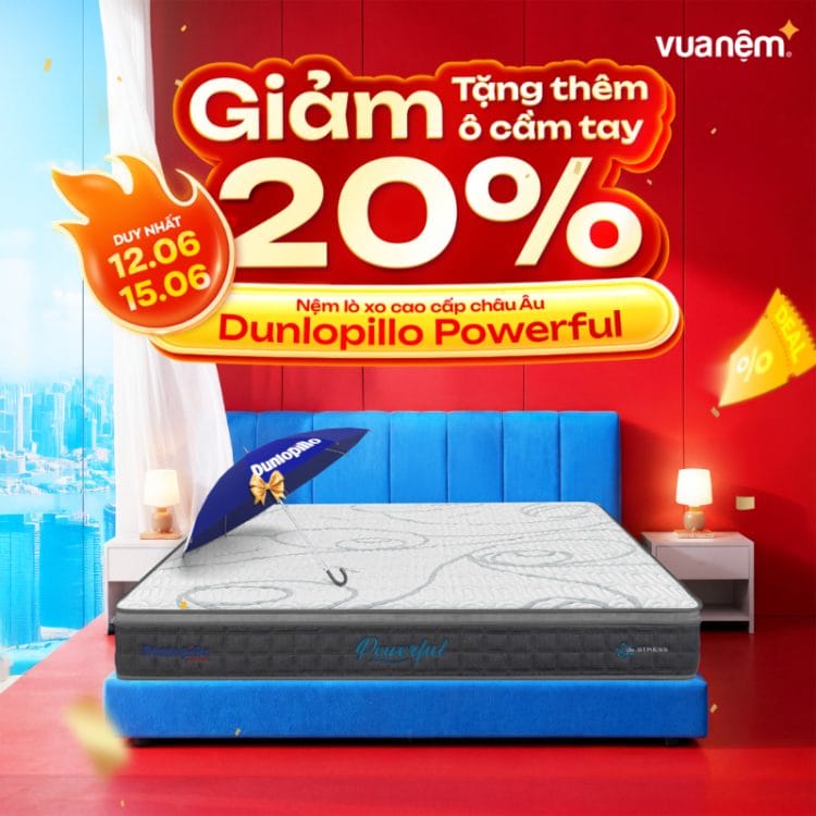 Nệm lò xo cao cấp châu Âu Dunlopillo Powerful
