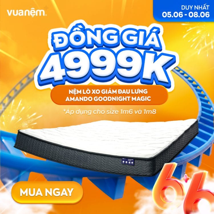 Nệm lò xo giảm đau lưng Amando Goodnight Magic