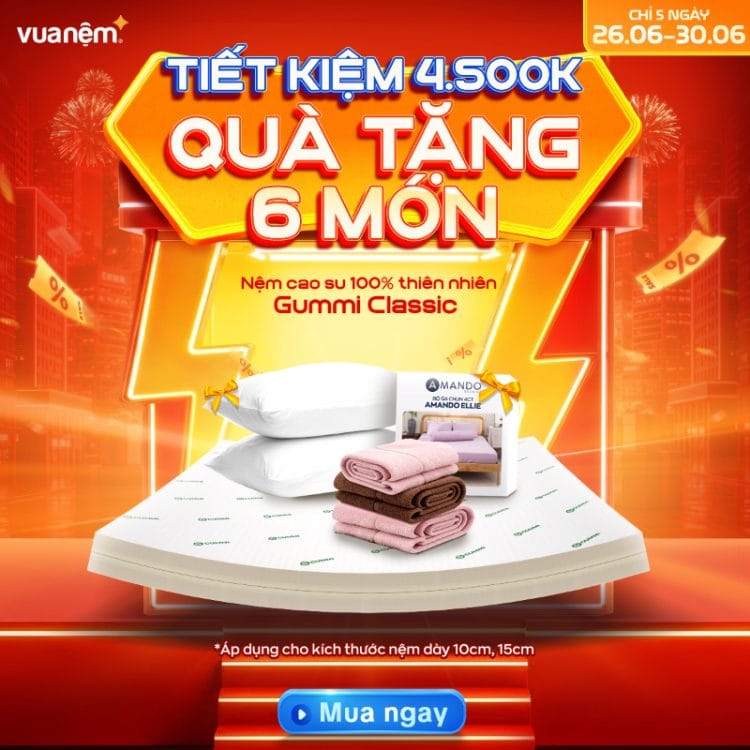 Nệm cao su 100% thiên nhiên Gummi Classic