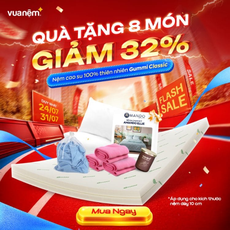 Nệm cao su 100% thiên nhiên Gummi Classic