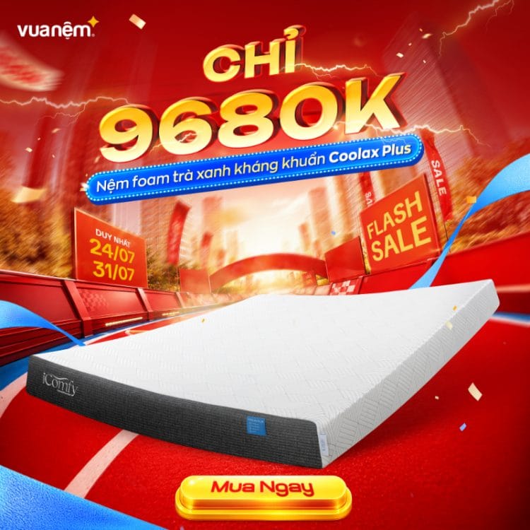 Nệm foam trà xanh kháng khuẩn iComfy Coolax Plus