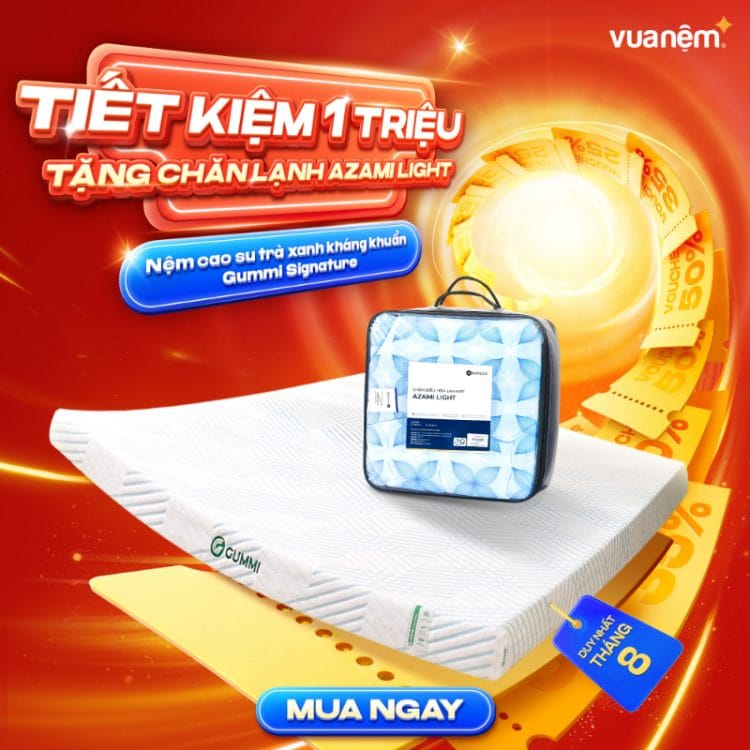 Nệm cao su trà xanh kháng khuẩn Gummi Signature