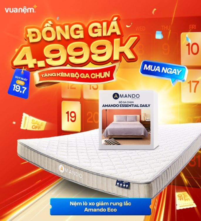 Nệm lò xo giảm rung lắc Amando Eco