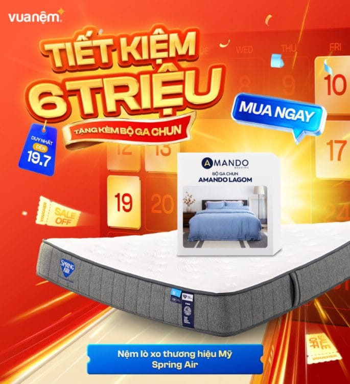 Nệm lò xo thương hiệu Mỹ Spring Air Firm Plus